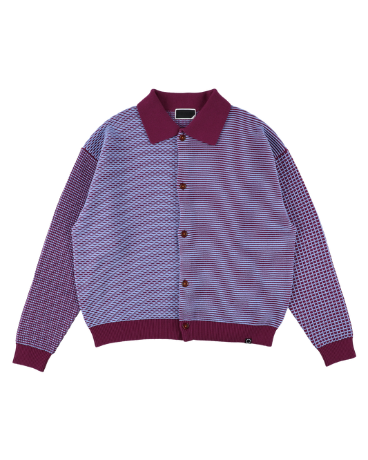 MULTI KNIT SHIRT JACKET RASPBERRY × SAX