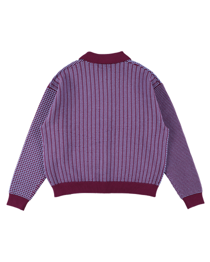 MULTI KNIT SHIRT JACKET RASPBERRY × SAX