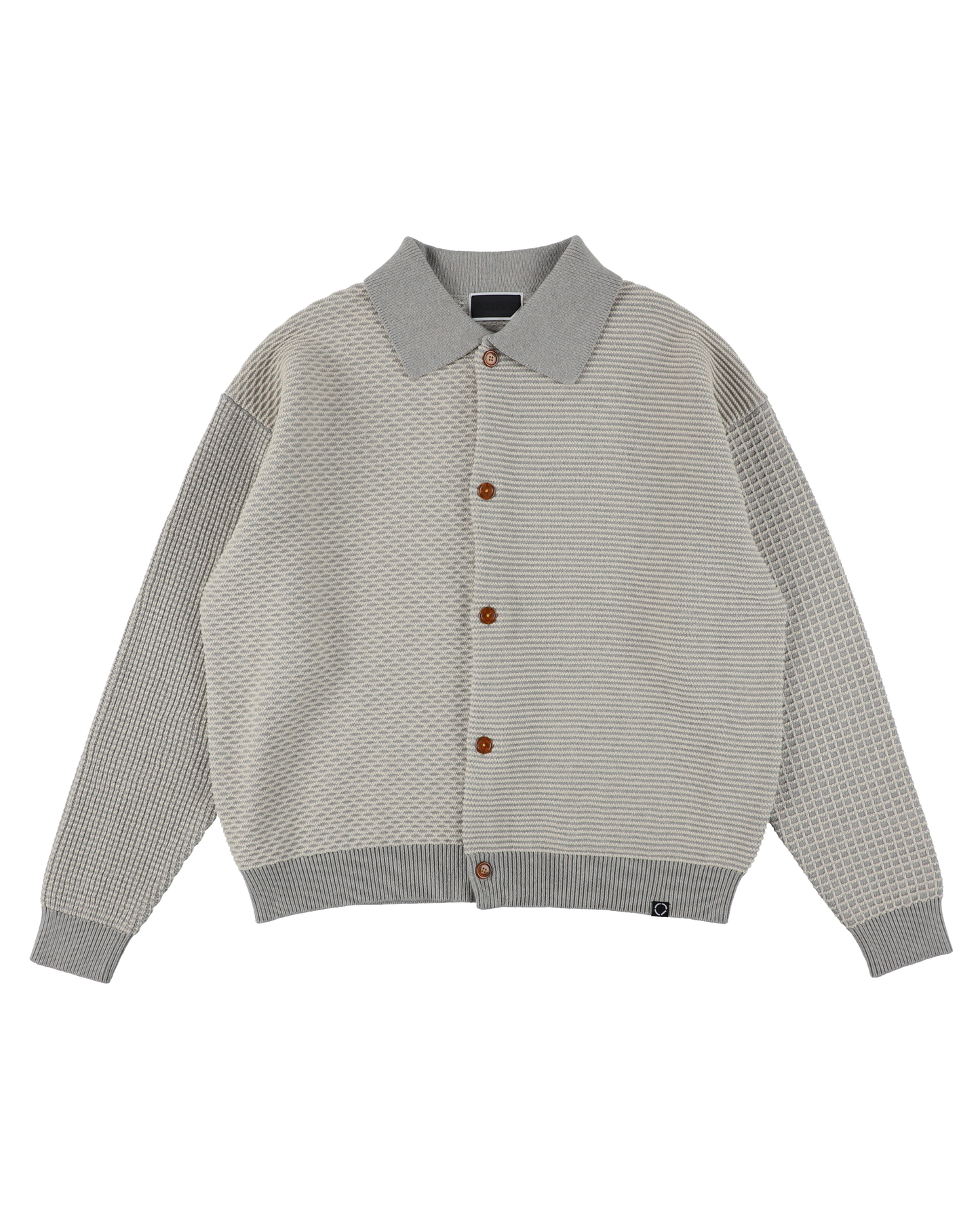 MULTI KNIT SHIRT JACKET GRAY × OATMEAL