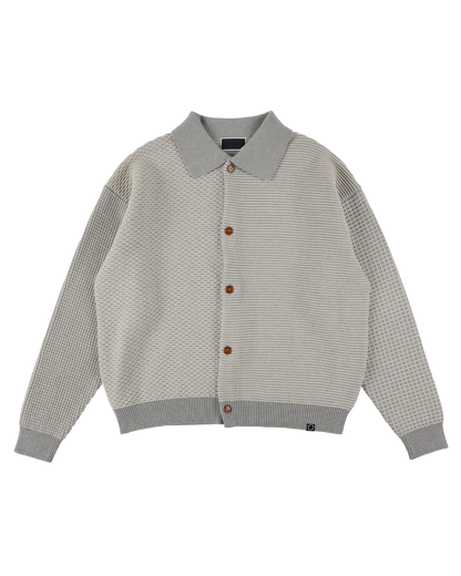 MULTI KNIT SHIRT JACKET GRAY × OATMEAL