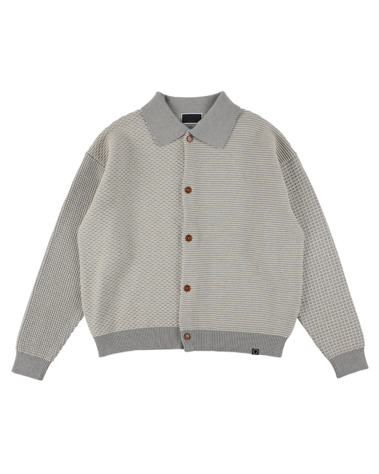 MULTI KNIT SHIRT JACKET GRAY × OATMEAL