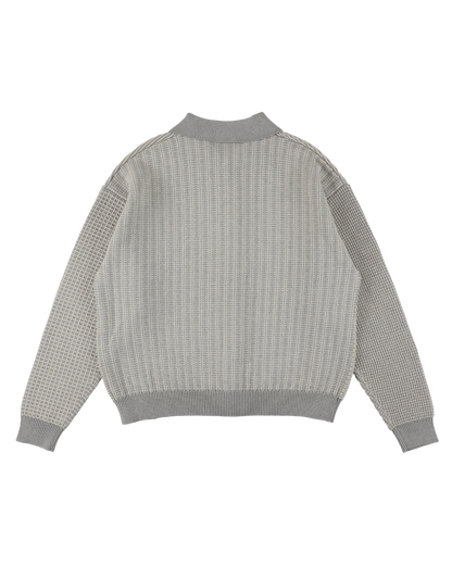 MULTI KNIT SHIRT JACKET GRAY × OATMEAL