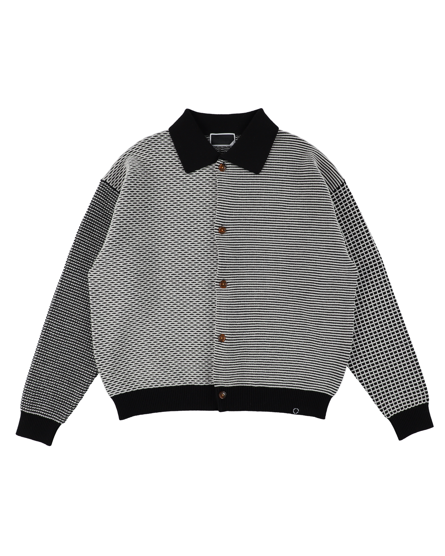 MULTI KNIT SHIRT JACKET BLACK × WHITE