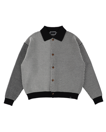 MULTI KNIT SHIRT JACKET BLACK × WHITE