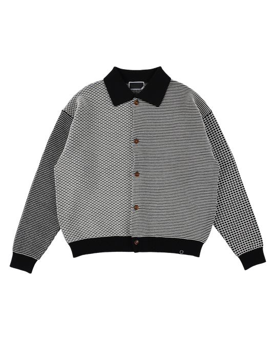 MULTI KNIT SHIRT JACKET BLACK × WHITE