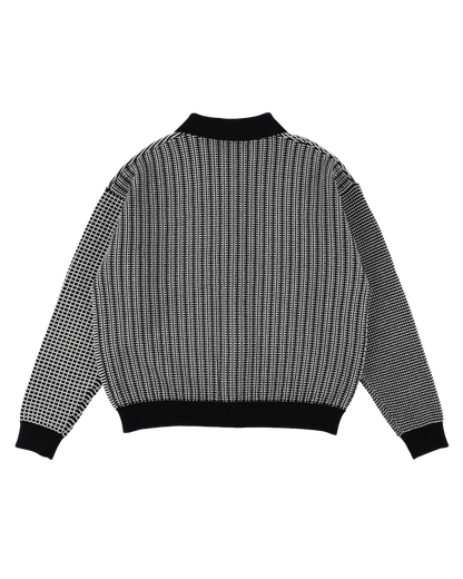 MULTI KNIT SHIRT JACKET BLACK × WHITE
