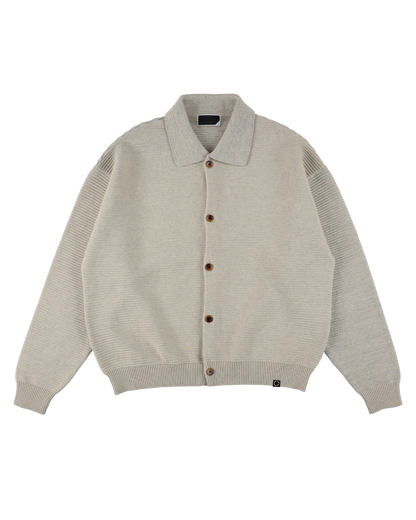 REFLECTIVE KNIT SHIRT JACKET OATMEAL