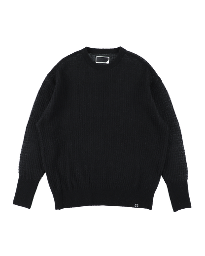 AIRY MERINO WAFFLE SWEATER BLACK
