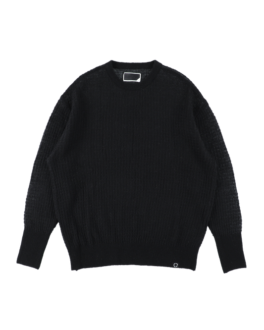 AIRY MERINO WAFFLE SWEATER BLACK