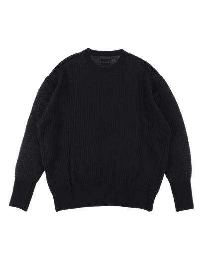 AIRY MERINO WAFFLE SWEATER BLACK