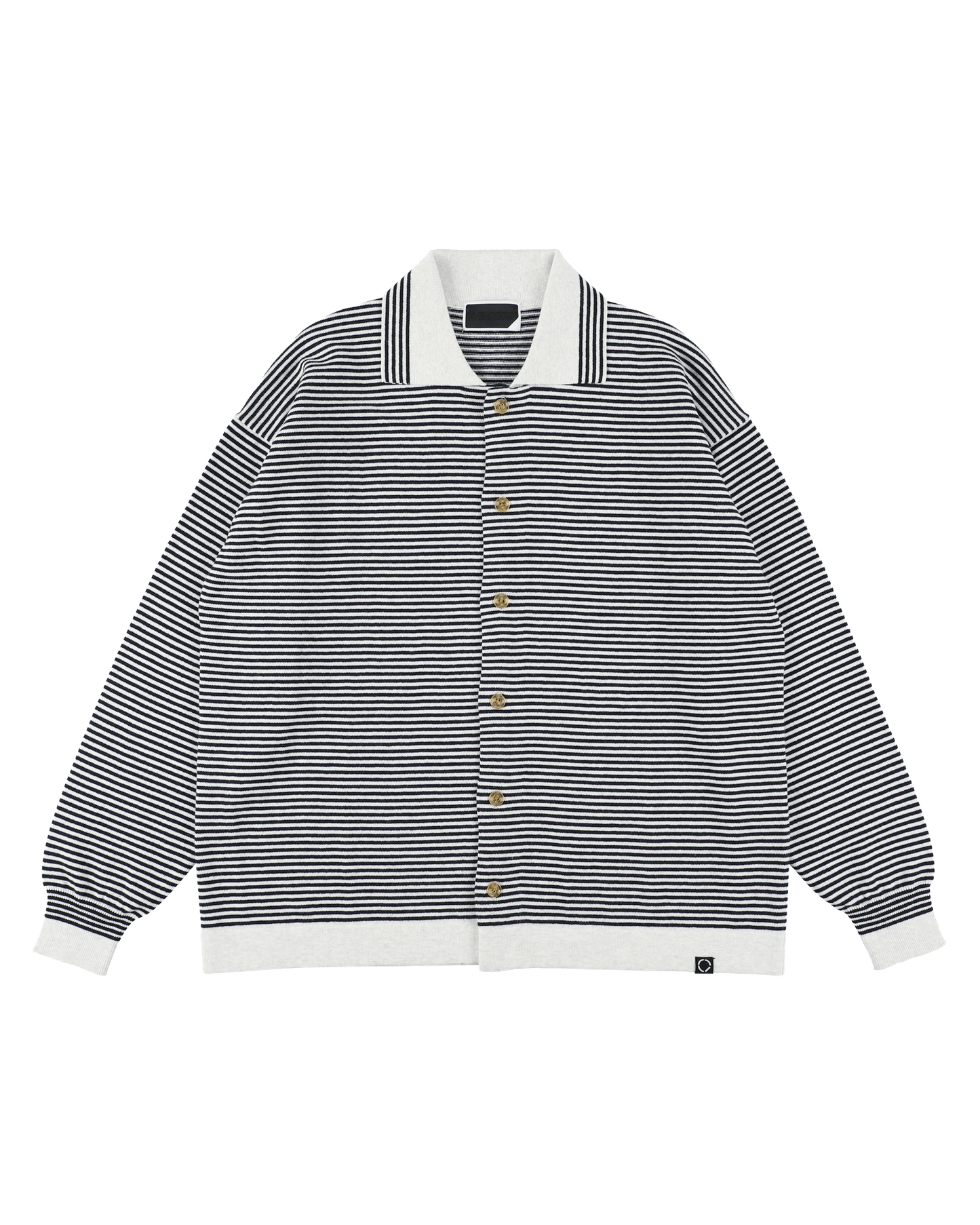 STRIPE KNIT SHIRT HEATHER GREY x NAVY