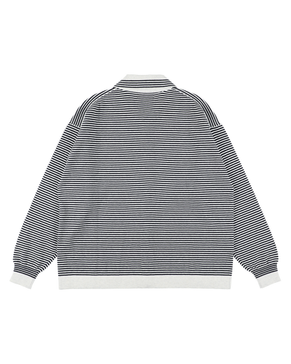 STRIPE KNIT SHIRT HEATHER GREY x NAVY