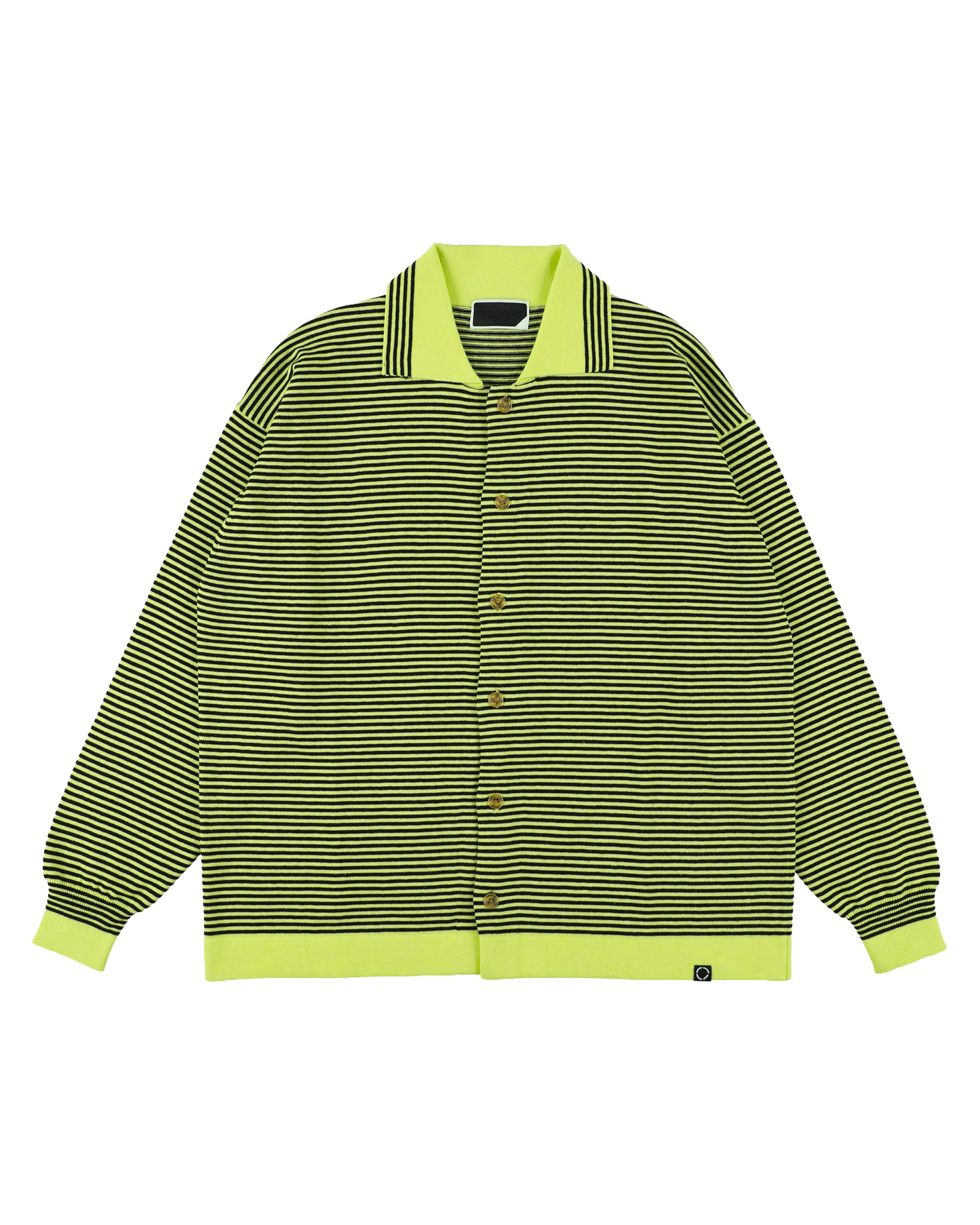 STRIPE KNIT SHIRT LIME YELLOW x BLACK