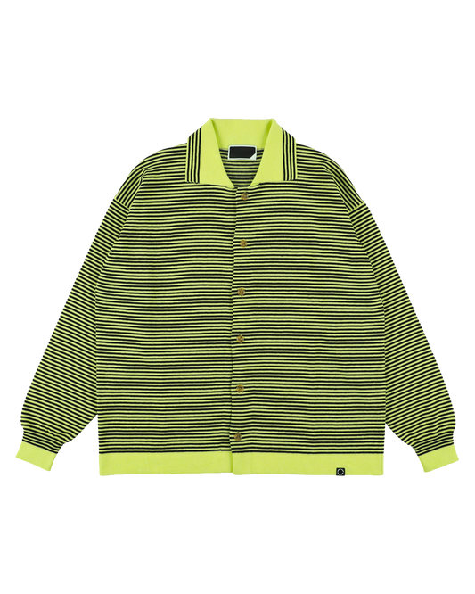 STRIPE KNIT SHIRT LIME YELLOW x BLACK