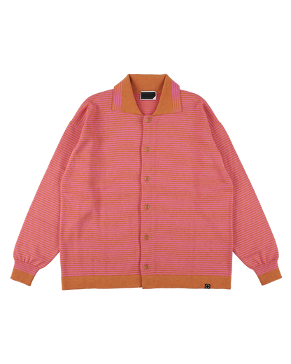 STRIPE KNIT SHIRT ORANGE x PINK