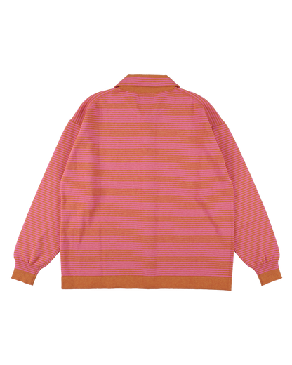 STRIPE KNIT SHIRT ORANGE x PINK