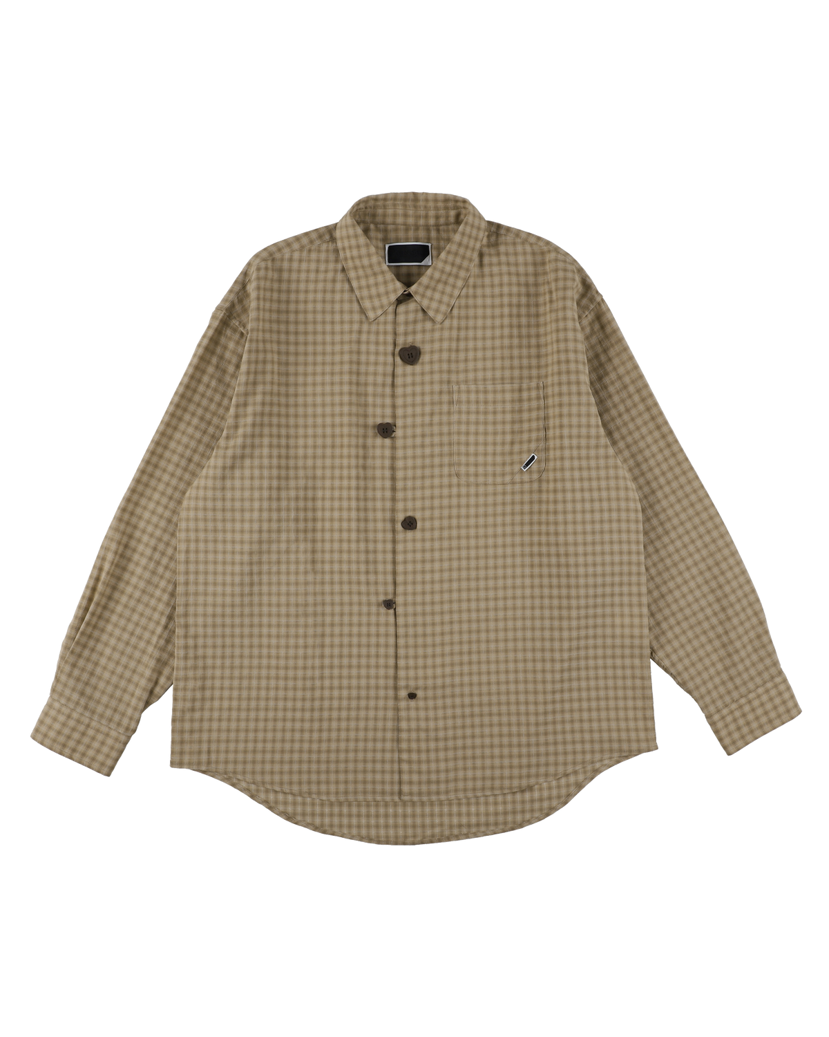 FLOATING HEART SHIRT CHECK BEIGE