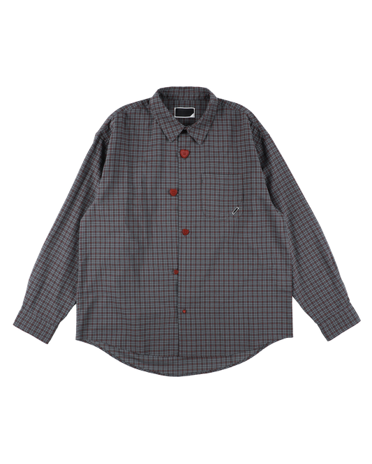FLOATING HEART SHIRT CHECK CHARCOAL