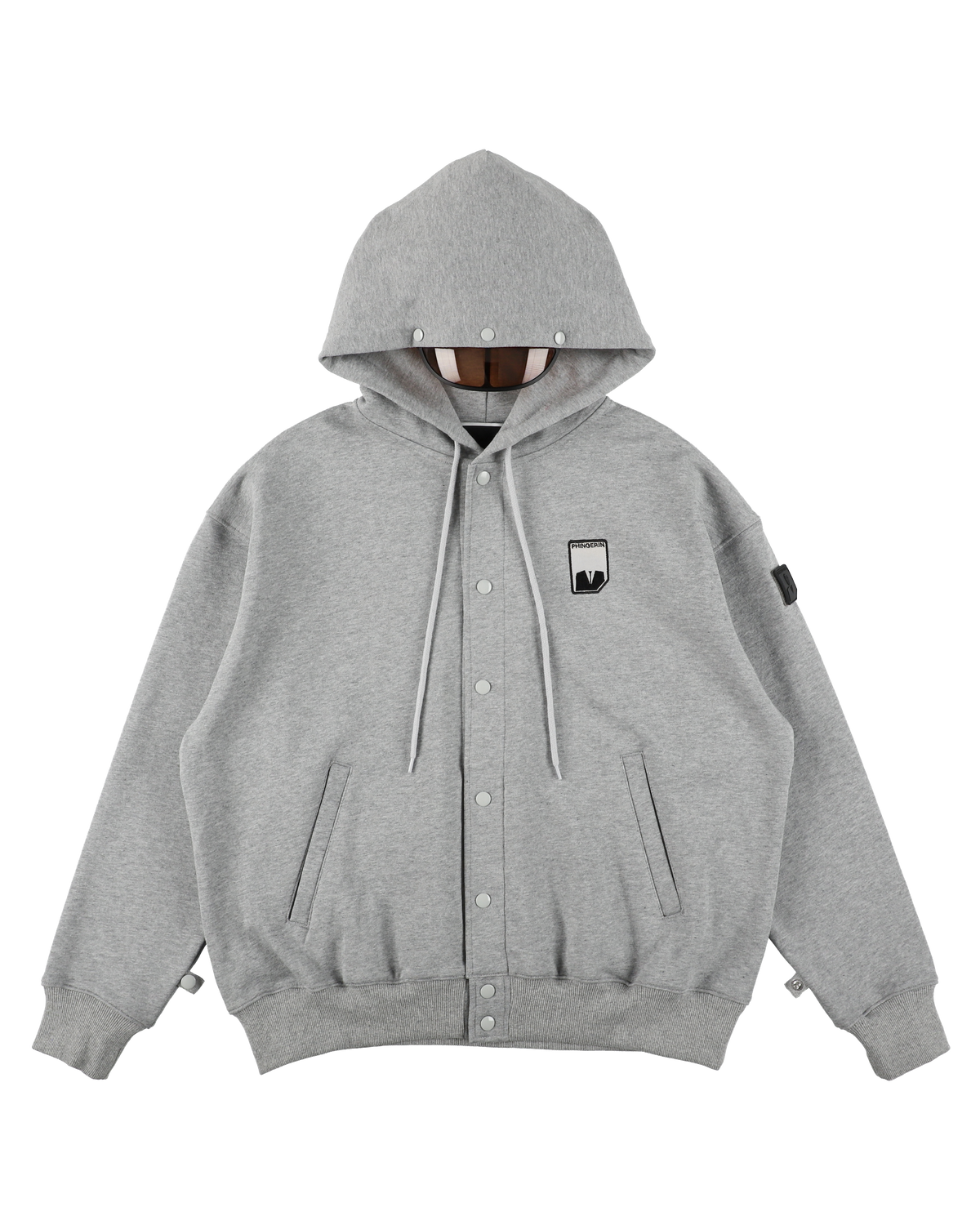 VISOR BUTTON HOODIE HEATHER GREY