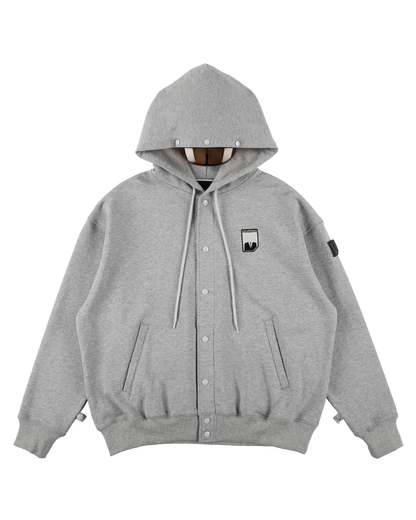 VISOR BUTTON HOODIE HEATHER GREY