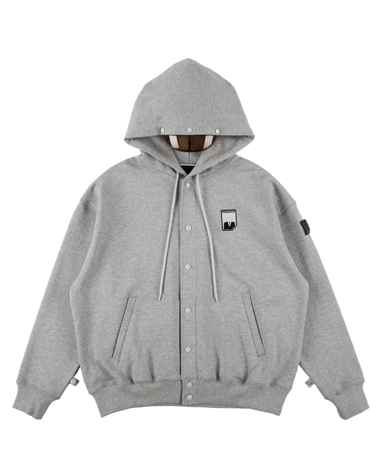 VISOR BUTTON HOODIE HEATHER GREY