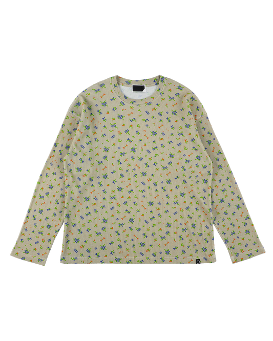 FLOWER L/S WAFFLE THERMAL BEIGE