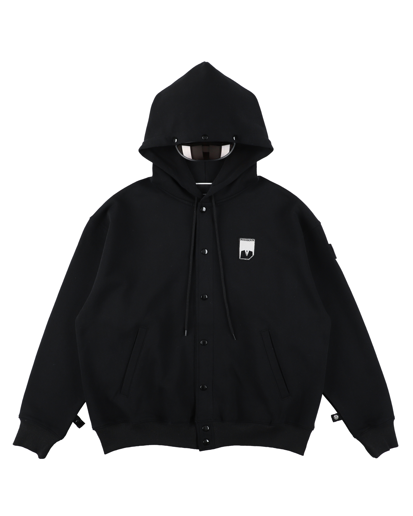 VISOR BUTTON HOODIE BLACK