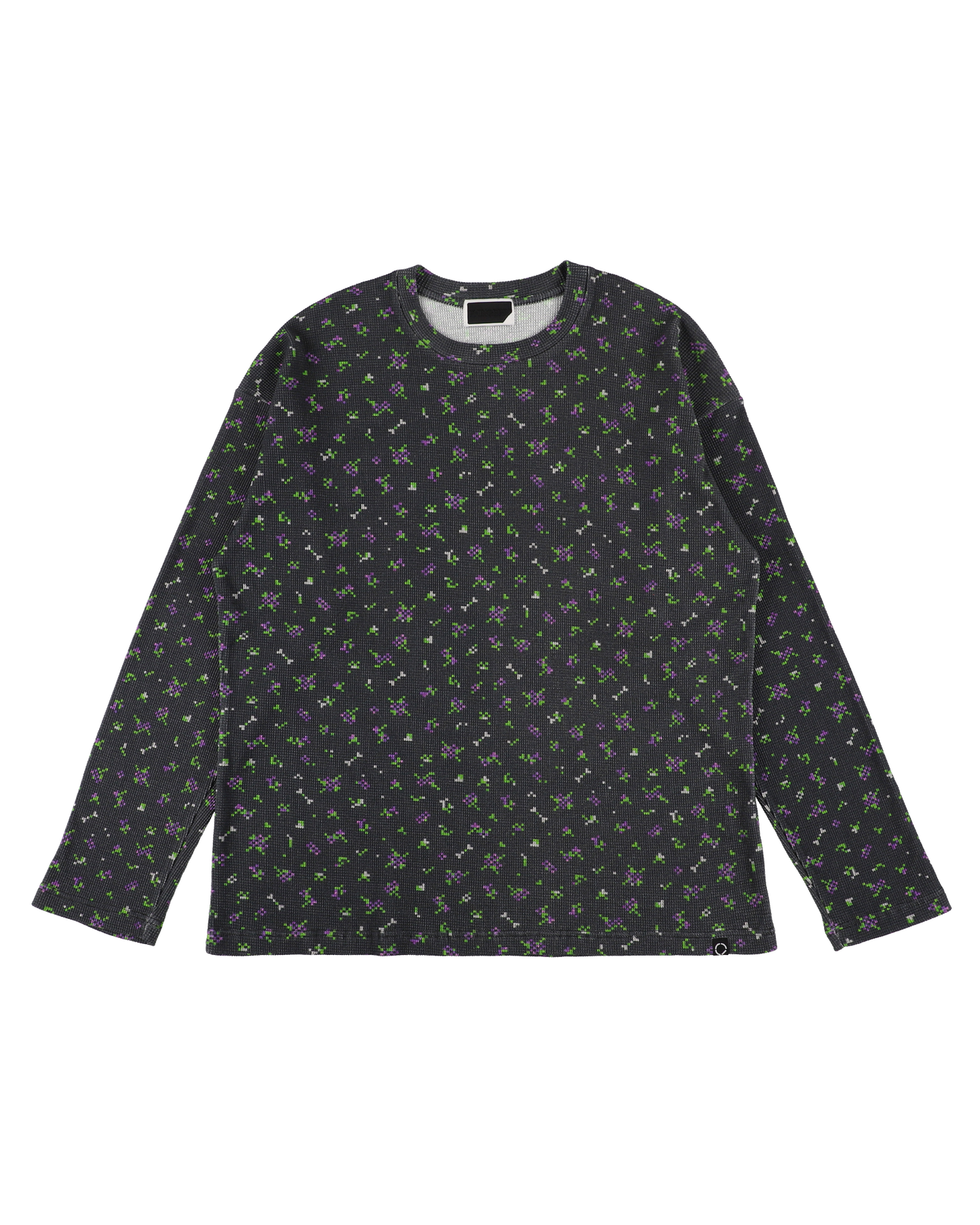 FLOWER L/S WAFFLE THERMAL BLACK