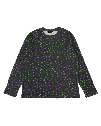 FLOWER L/S WAFFLE THERMAL BLACK