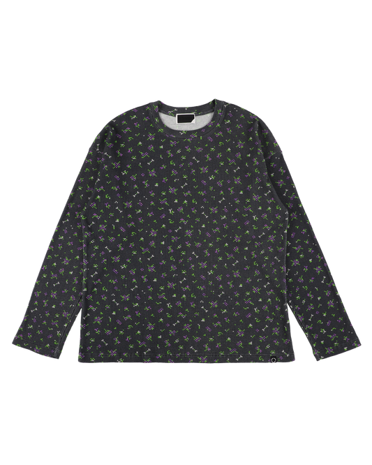 FLOWER L/S WAFFLE THERMAL BLACK
