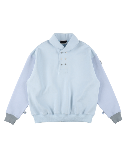 DOUBLE SHAWL-COLLAR SWEATSHIRT SAX