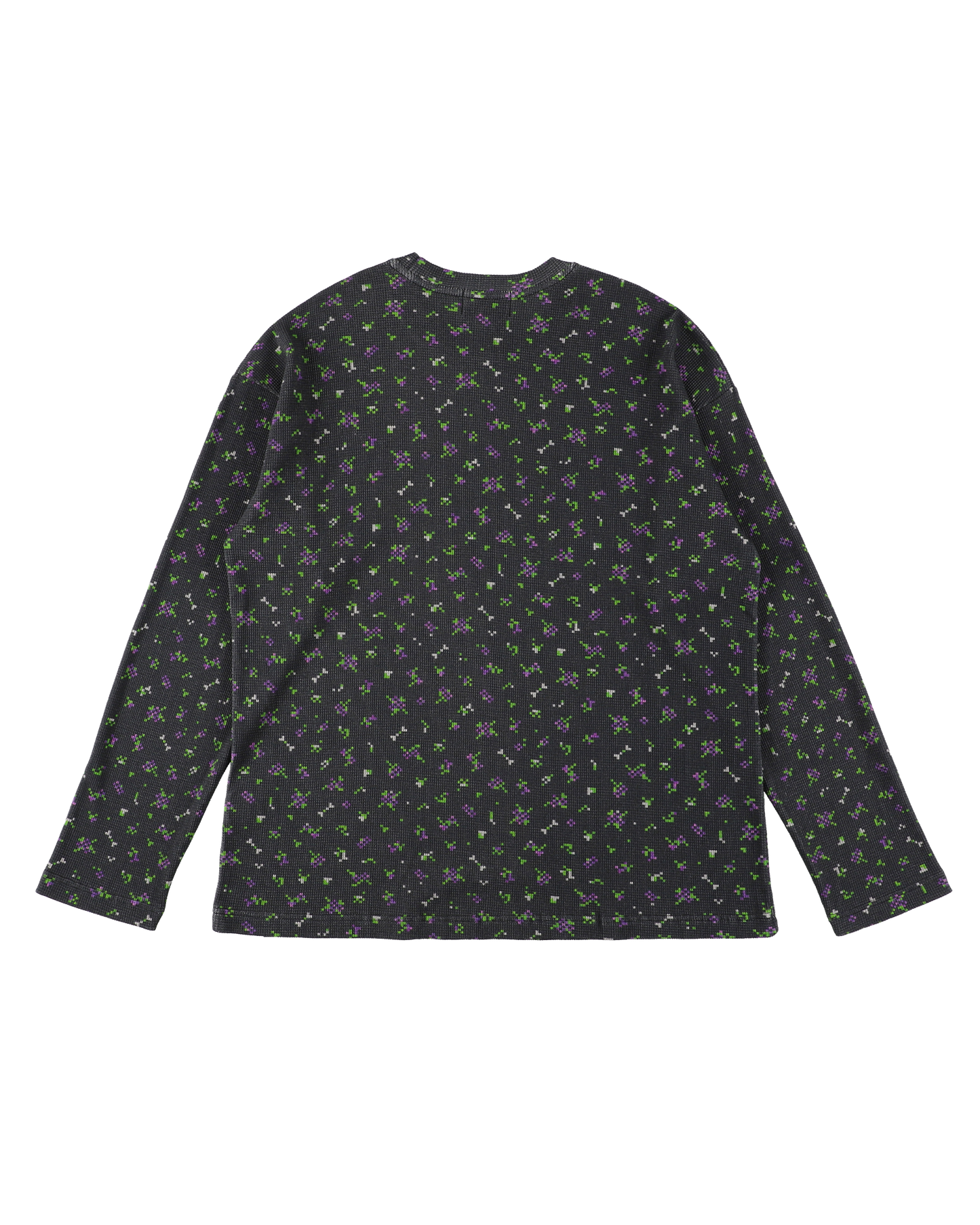FLOWER L/S WAFFLE THERMAL BLACK