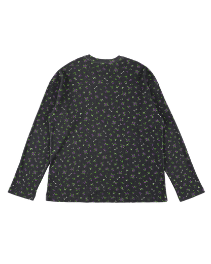 FLOWER L/S WAFFLE THERMAL BLACK