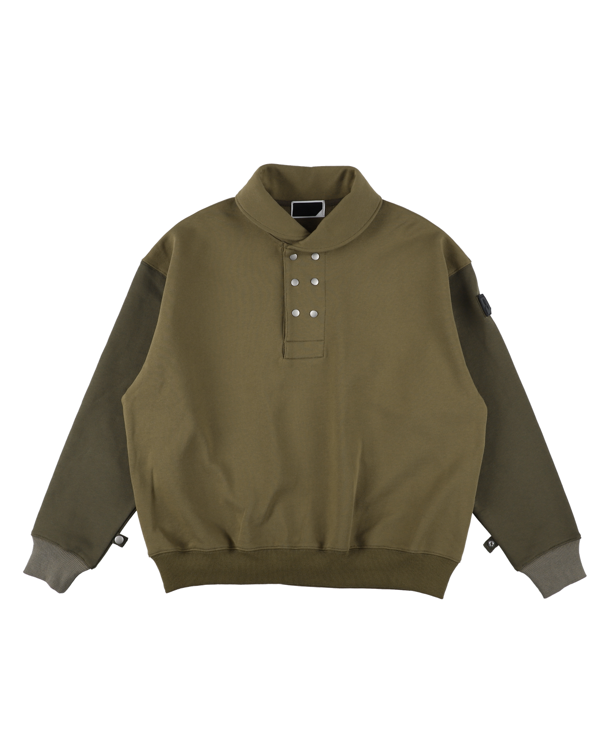DOUBLE SHAWL-COLLAR SWEATSHIRT OLIVE DRAB