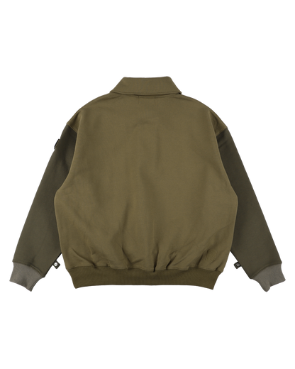 DOUBLE SHAWL-COLLAR SWEATSHIRT OLIVE DRAB