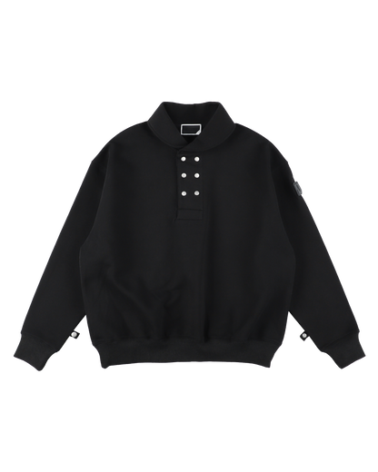 DOUBLE SHAWL-COLLAR SWEATSHIRT BLACK