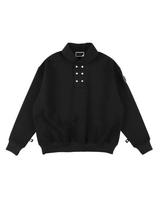 DOUBLE SHAWL-COLLAR SWEATSHIRT BLACK