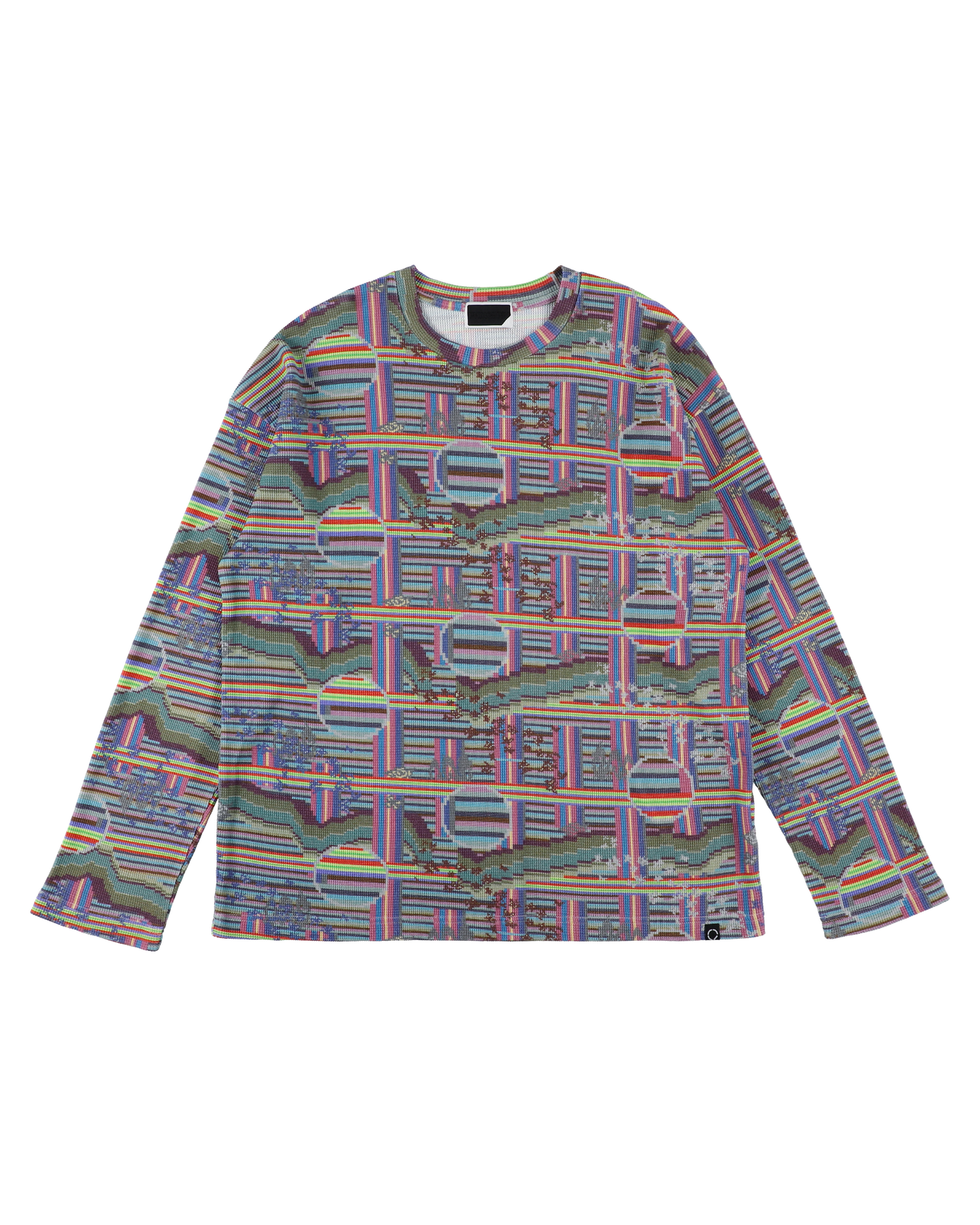 BORDER L/S WAFFLE THERMAL RAINBOW