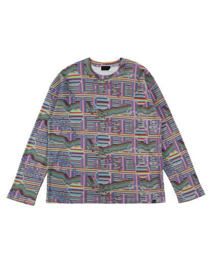 BORDER L/S WAFFLE THERMAL RAINBOW