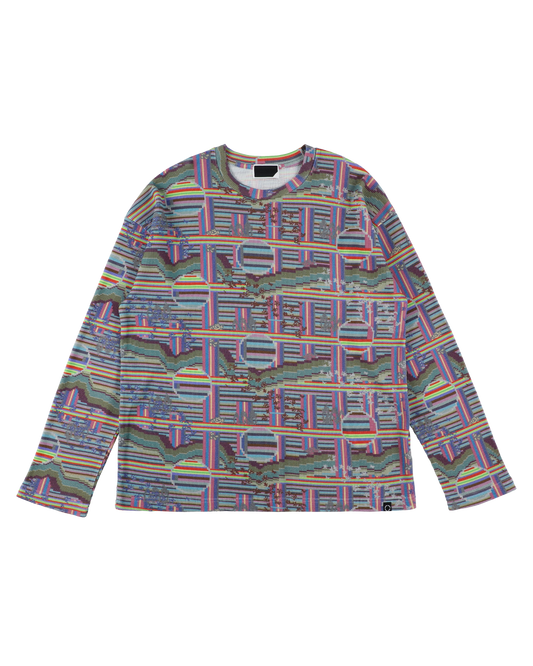 BORDER L/S WAFFLE THERMAL RAINBOW