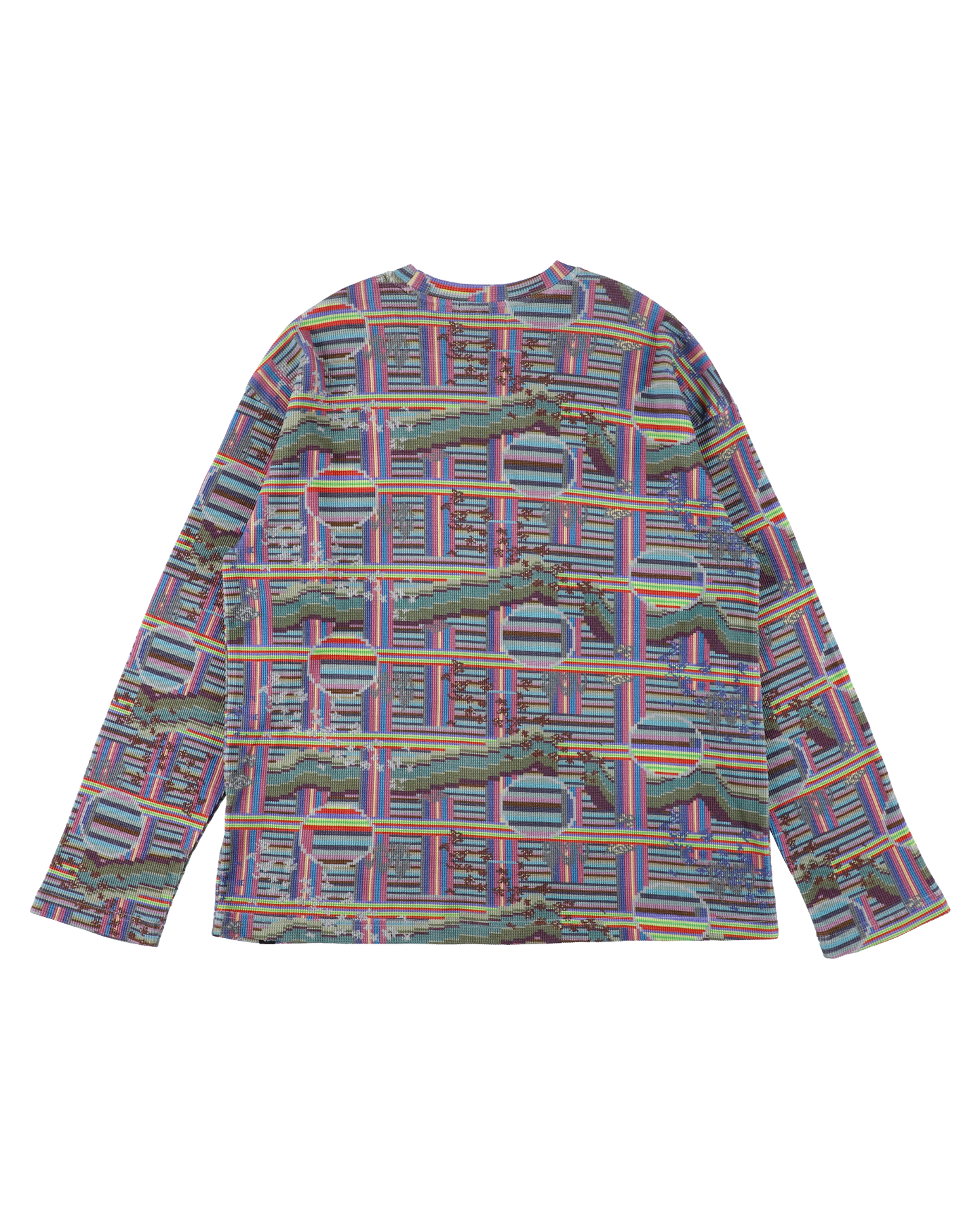 BORDER L/S WAFFLE THERMAL RAINBOW