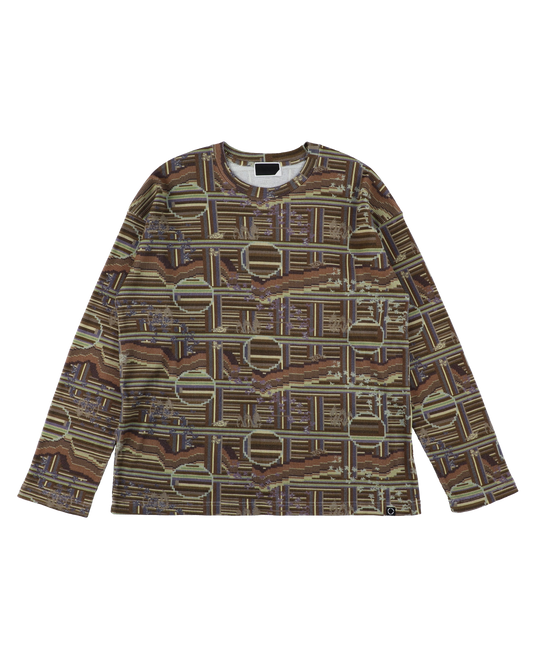 BORDER L/S WAFFLE THERMAL SEPIA