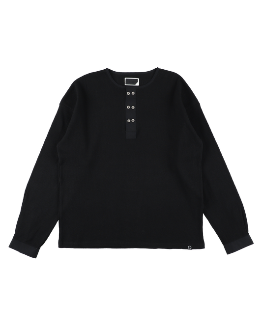 DOUBLE HENLEY L/S TEE BLACK
