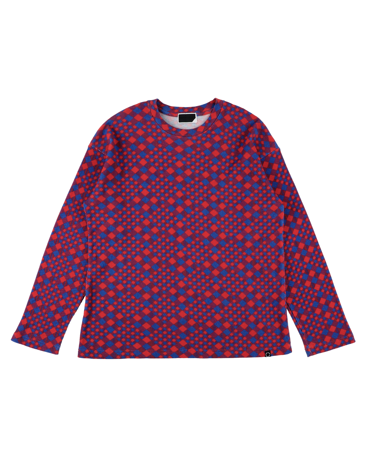 GINGHAM L/S WAFFLE THERMAL RED BLUE