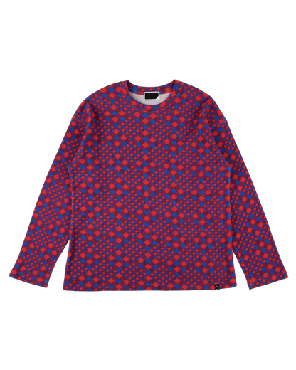 GINGHAM L/S WAFFLE THERMAL RED BLUE