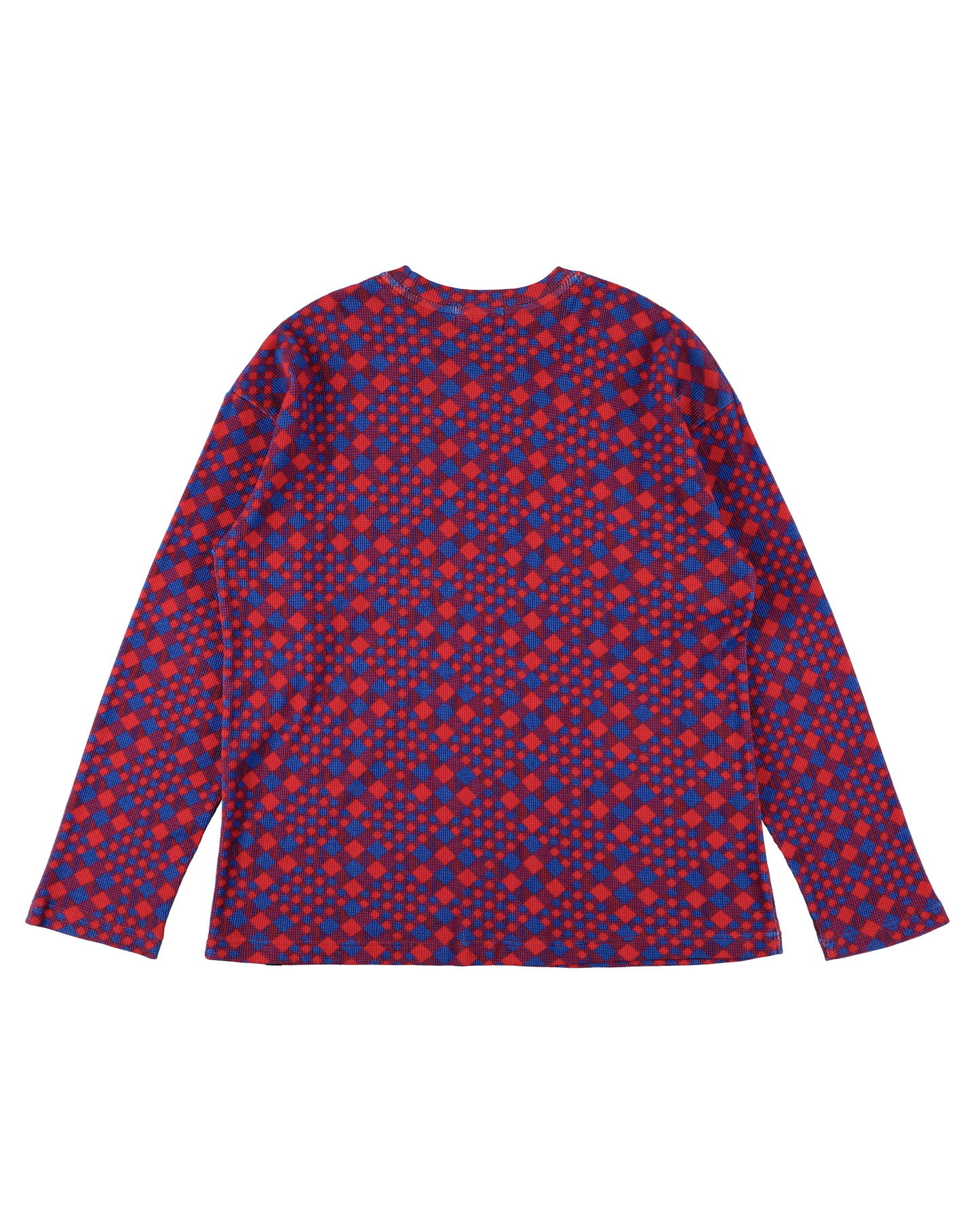 GINGHAM L/S WAFFLE THERMAL RED BLUE