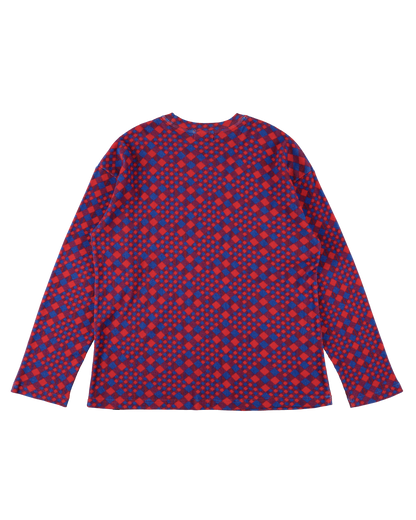 GINGHAM L/S WAFFLE THERMAL RED BLUE