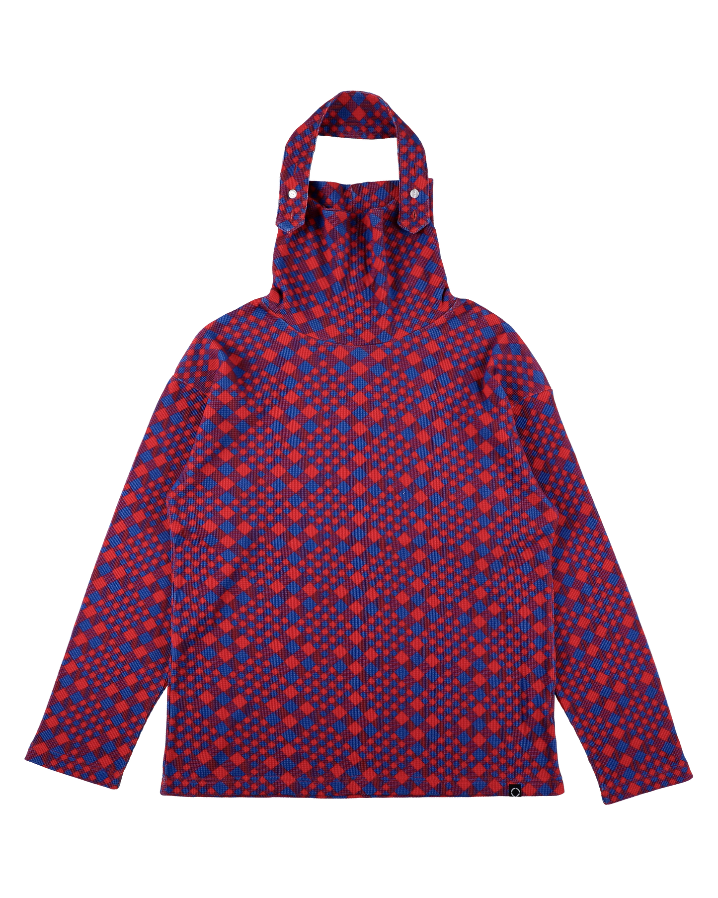 GINGHAM L/S WAFFLE HEAD STRAP THERMAL RED BLUE