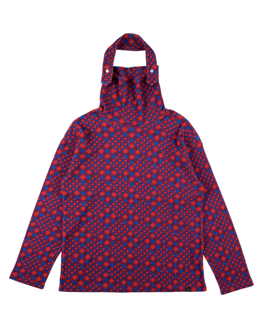 GINGHAM L/S WAFFLE HEAD STRAP THERMAL RED BLUE