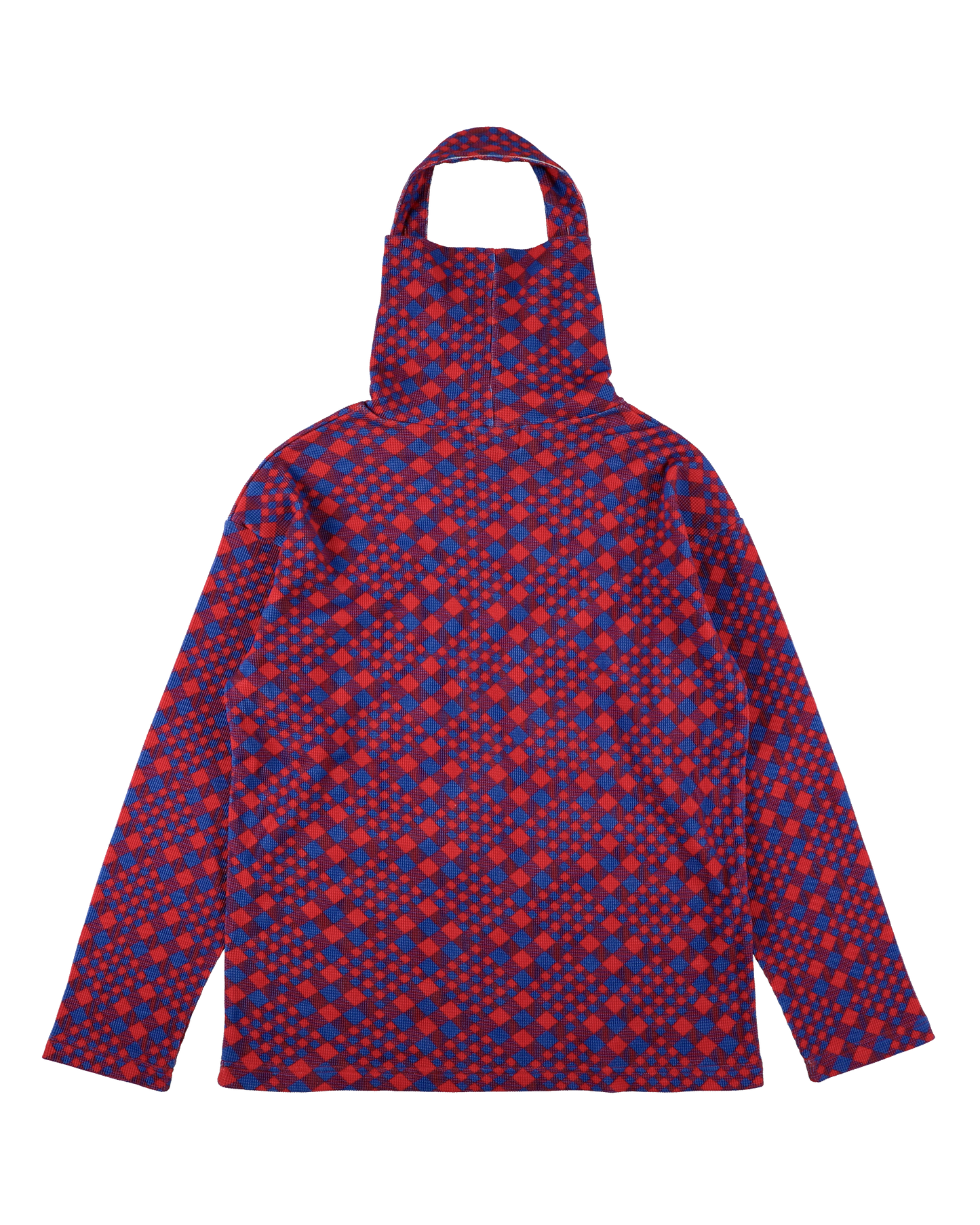GINGHAM L/S WAFFLE HEAD STRAP THERMAL RED BLUE